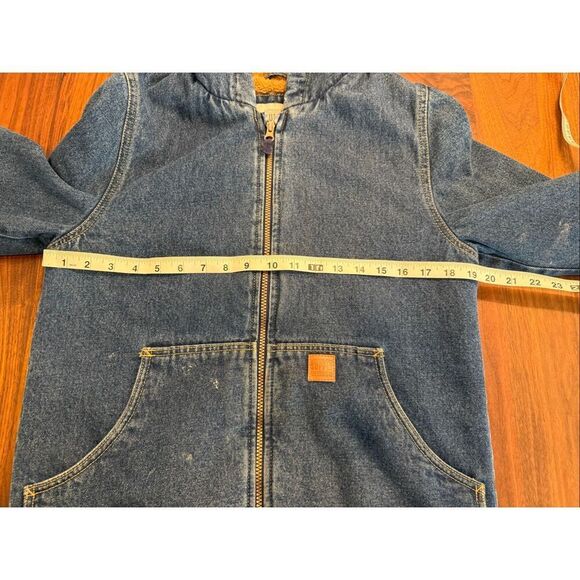 London Fog Supply Boys' Blue Denim Sherpa Lined Cotton Hoodie Jacket Sz L 14/16 - Picture 2 of 9